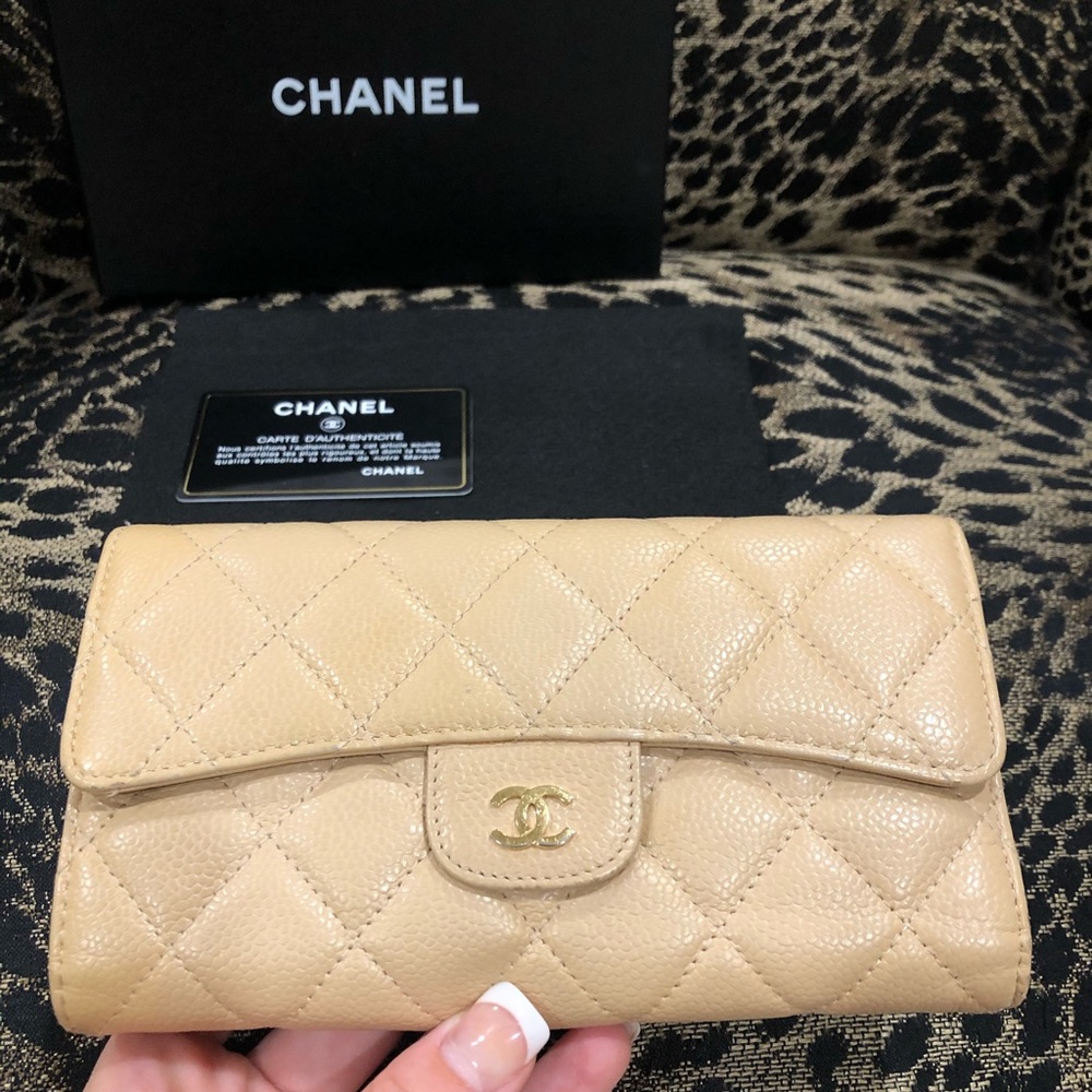 Chanel Classic Flap Wallet Beige Caviar